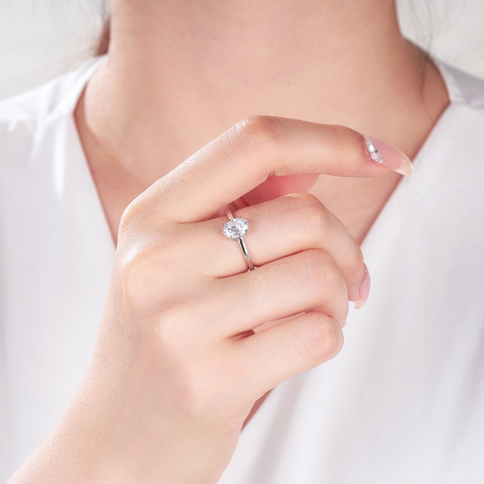 1.5Carat Oval Cut  Mossanite Engagement Ring Diamond Solitare