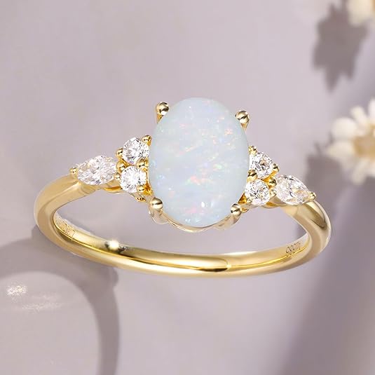 14K Gold Rings Opal Rings Gold Vermeil Wedding Band For Women
