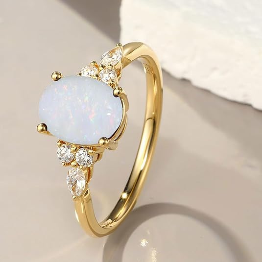 14K Gold Rings Opal Rings Gold Vermeil Wedding Band For Women