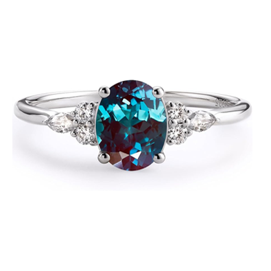 Oval Cut Alexandrite Color Changing Stone June Birthstone Promise Ring for Anniversary Gift