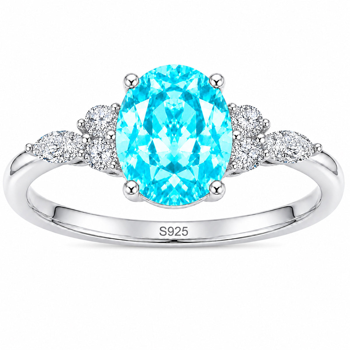 1.5CT Oval Cut Lab Paraiba Engagement Ring October Birthstone Valentine's Day Gift for Her