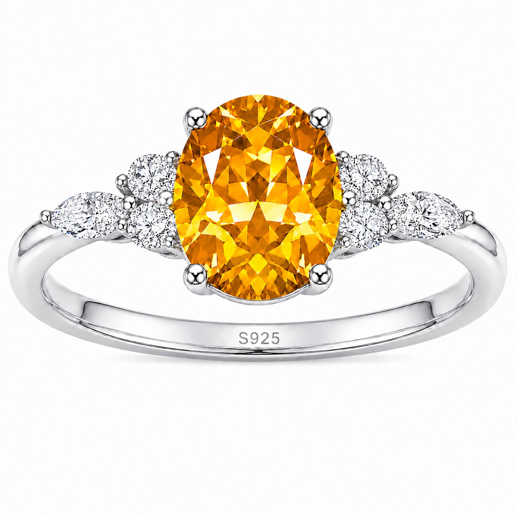 1.5CT Oval Cut Citrine Engagement Ring November Birthstone Anniversary Gift for Her