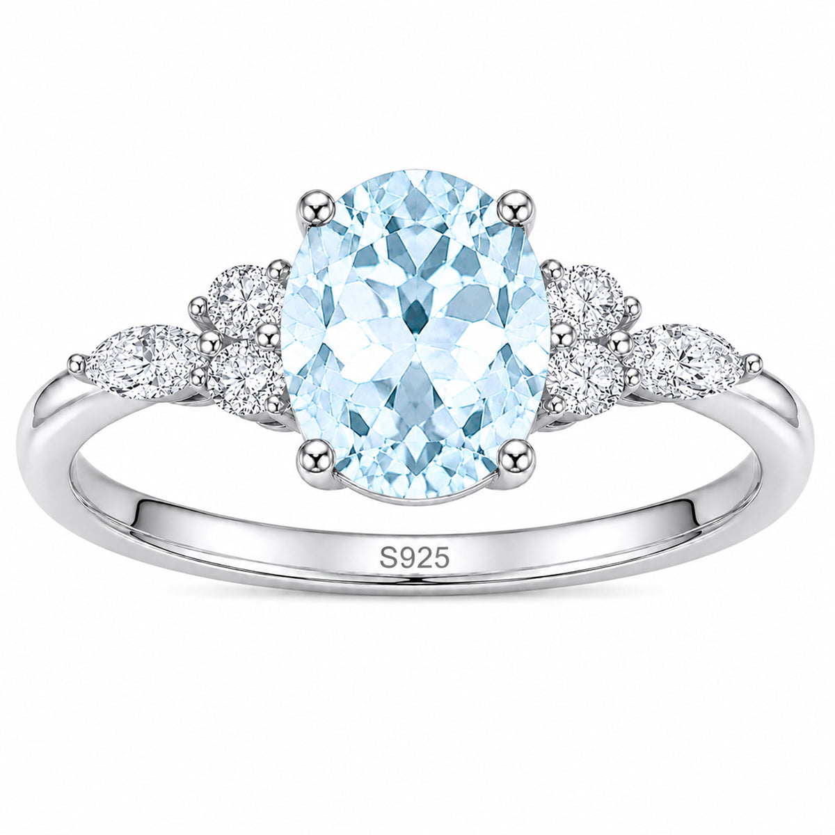 1.5CT Oval Cut Aquamarine Engagement Ring March Birthstone Anniversary Gift for Her