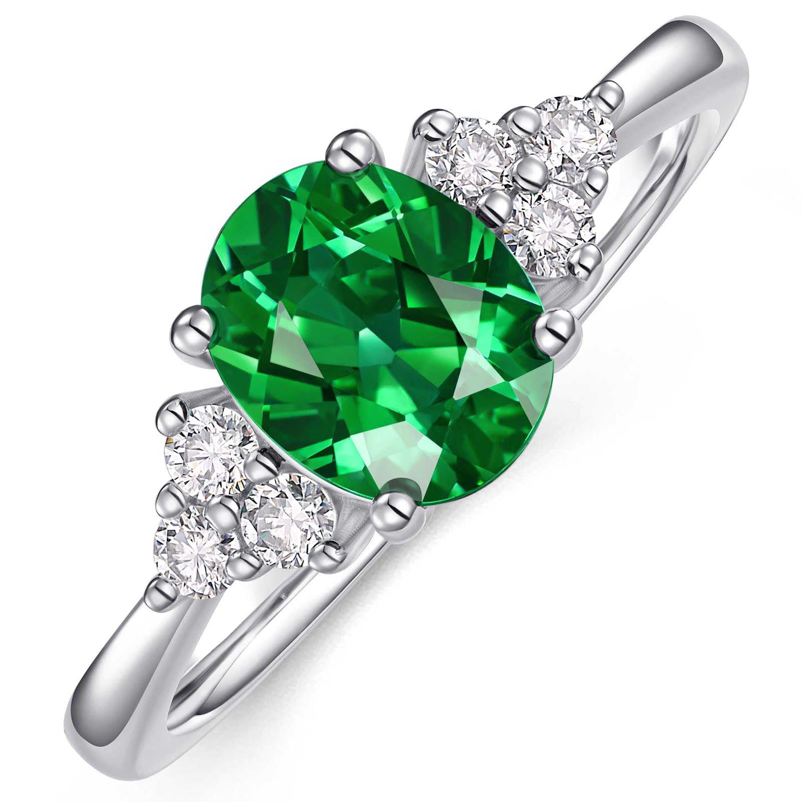 1.5CT Oval Cut Lab Emerald Engagement Ring May Birthstone Anniversary Gift for Her