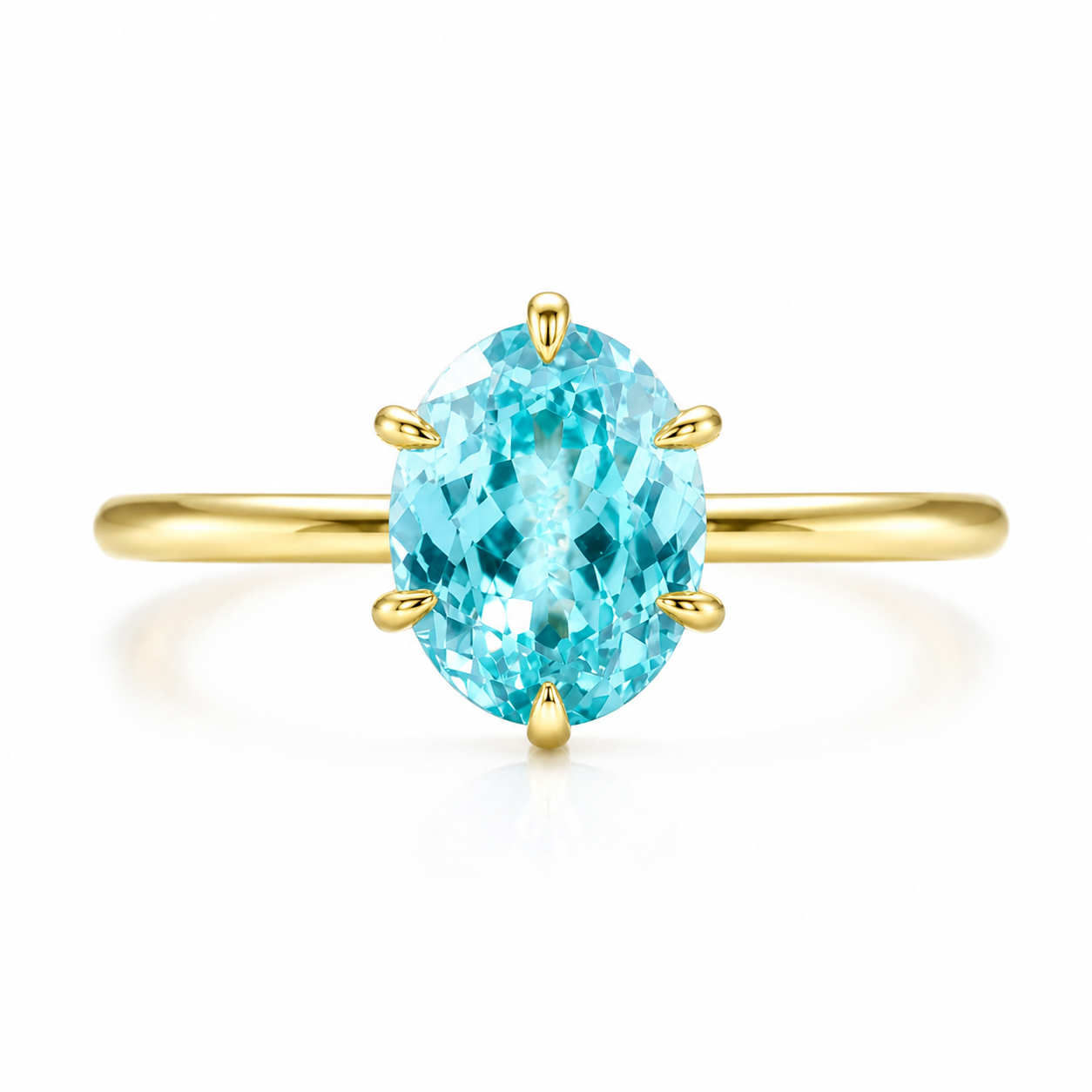 Aquamarine engagement ring 14K Yellow Gold Solitaire Art Deco Ring