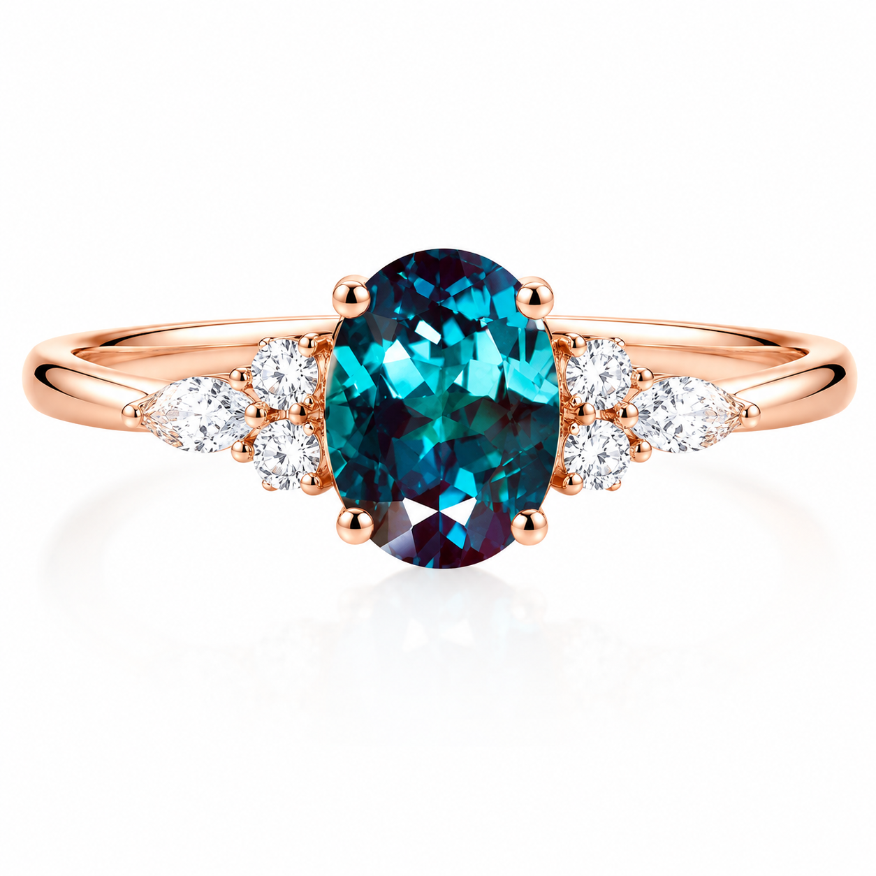 Oval Cut Alexandrite Color Changing Stone June Birthstone Promise Ring for Anniversary Gift