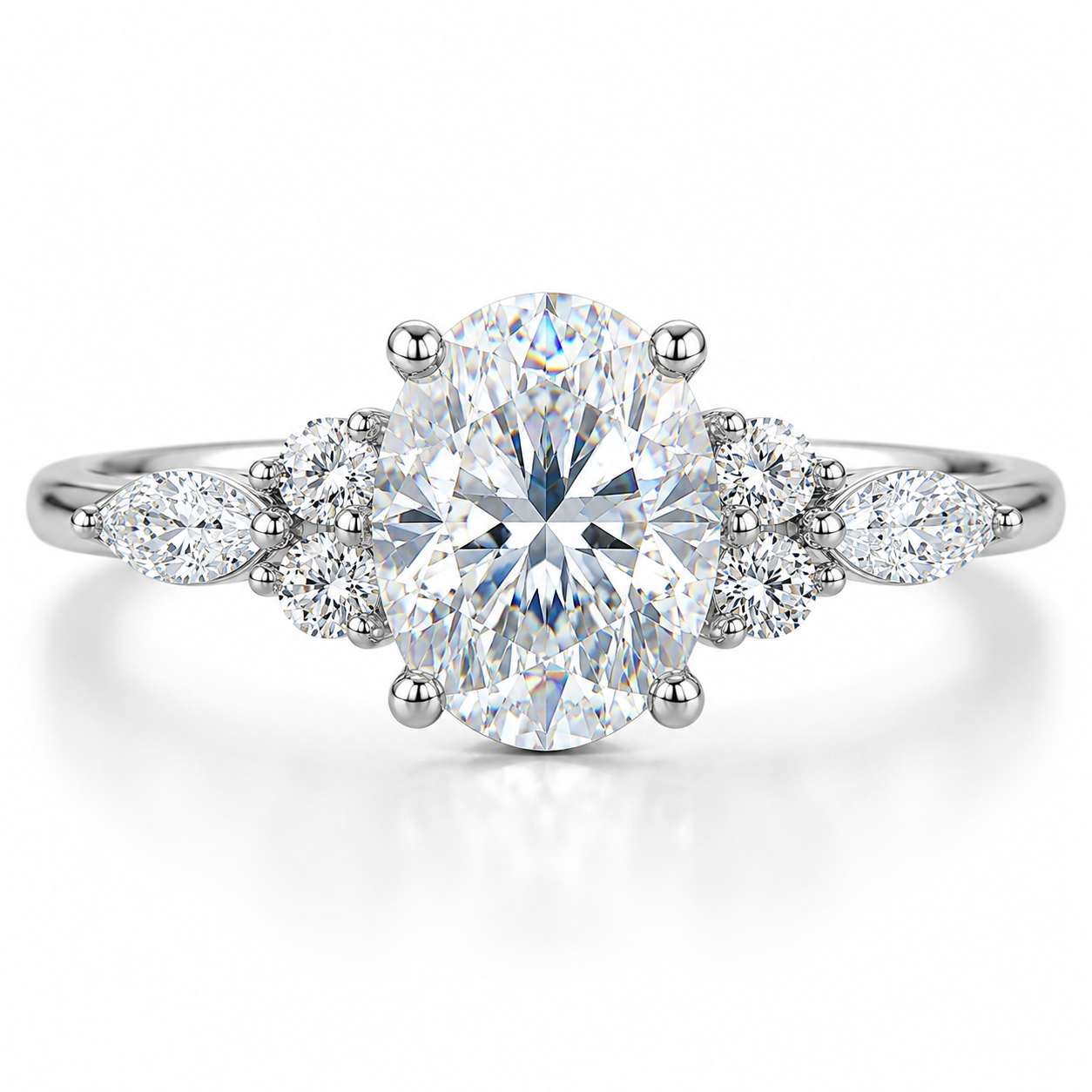 1/2/3CT Oval Cut Moissanite Lab Grown Diamond Unique Promise Classic Engagement Ring