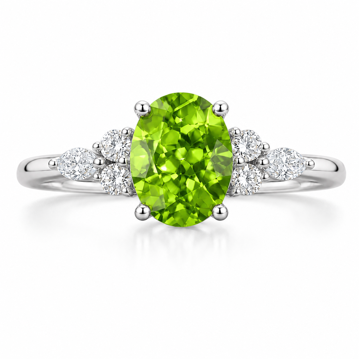 1.5CT Oval Cut Peridot Engagement Ring August Birthstone Anniversary Gift for Her