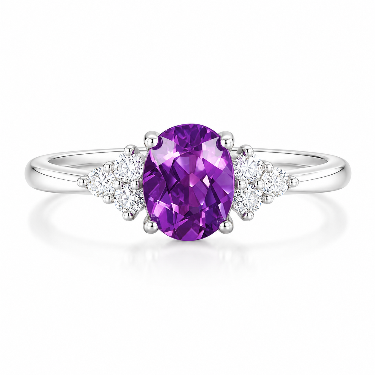 Oval Cut Amethyst Engagement Ring February Birthstone Anniversary Gift for Her