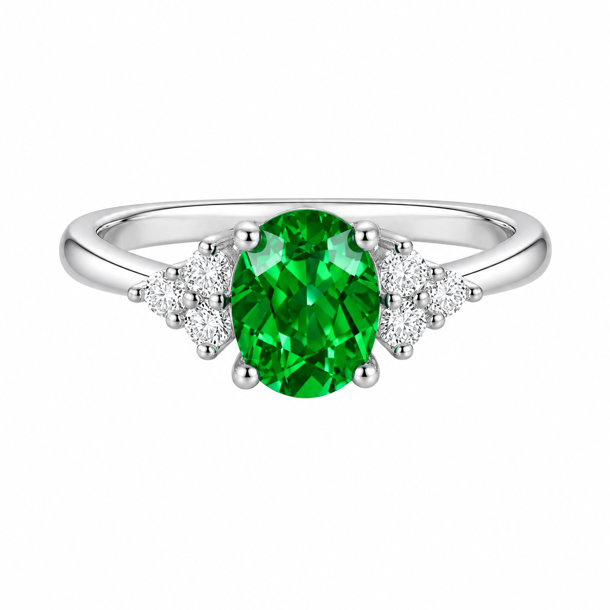 1.5CT Oval Cut Lab Emerald Engagement Ring May Birthstone Anniversary Gift for Her