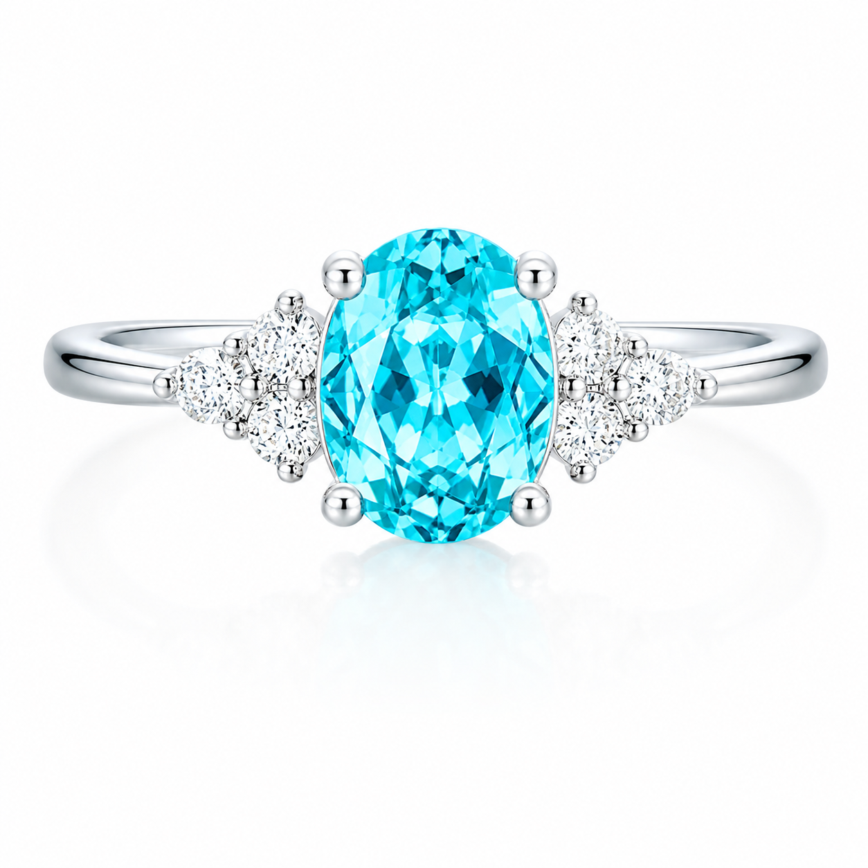 1/2CT Oval Cut Lab Paraiba Engagement Ring October Birthstone Valentine's Day Gift for Her
