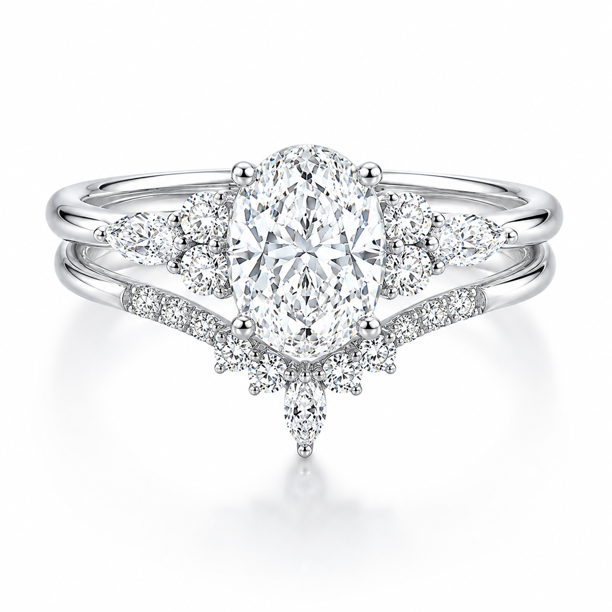 Oval Cut Moissanite Bridal Ring Set for Women