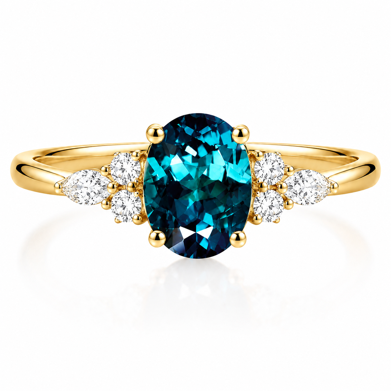 Oval Cut Alexandrite Engagement Ring June Birthstone Anniversary Gift for Her