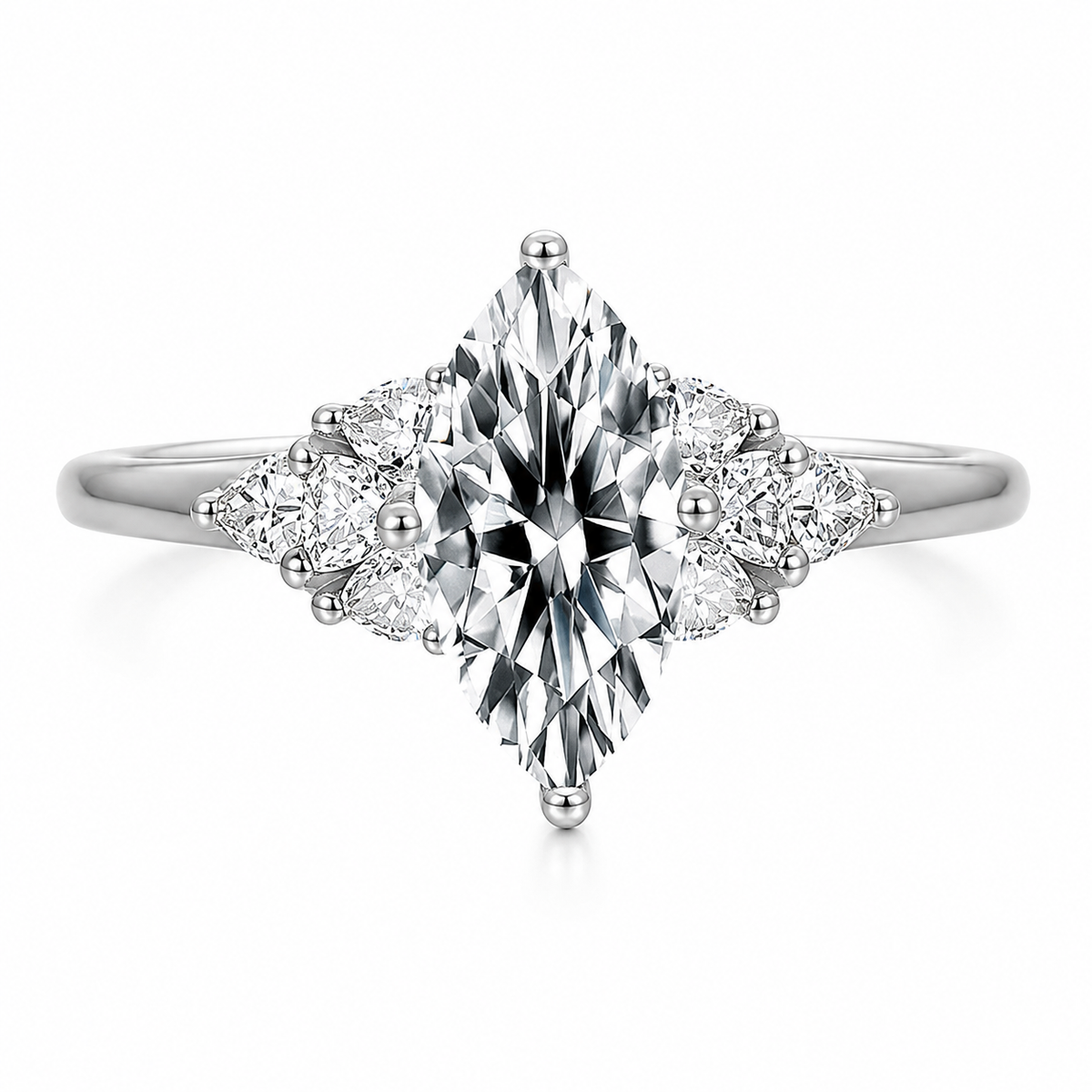Marquise Cut Moissanite Engagement Ring 925 Sterling Silver Plated White Gold Wedding Promise Ring Mother's Day Christmas Gift for Her