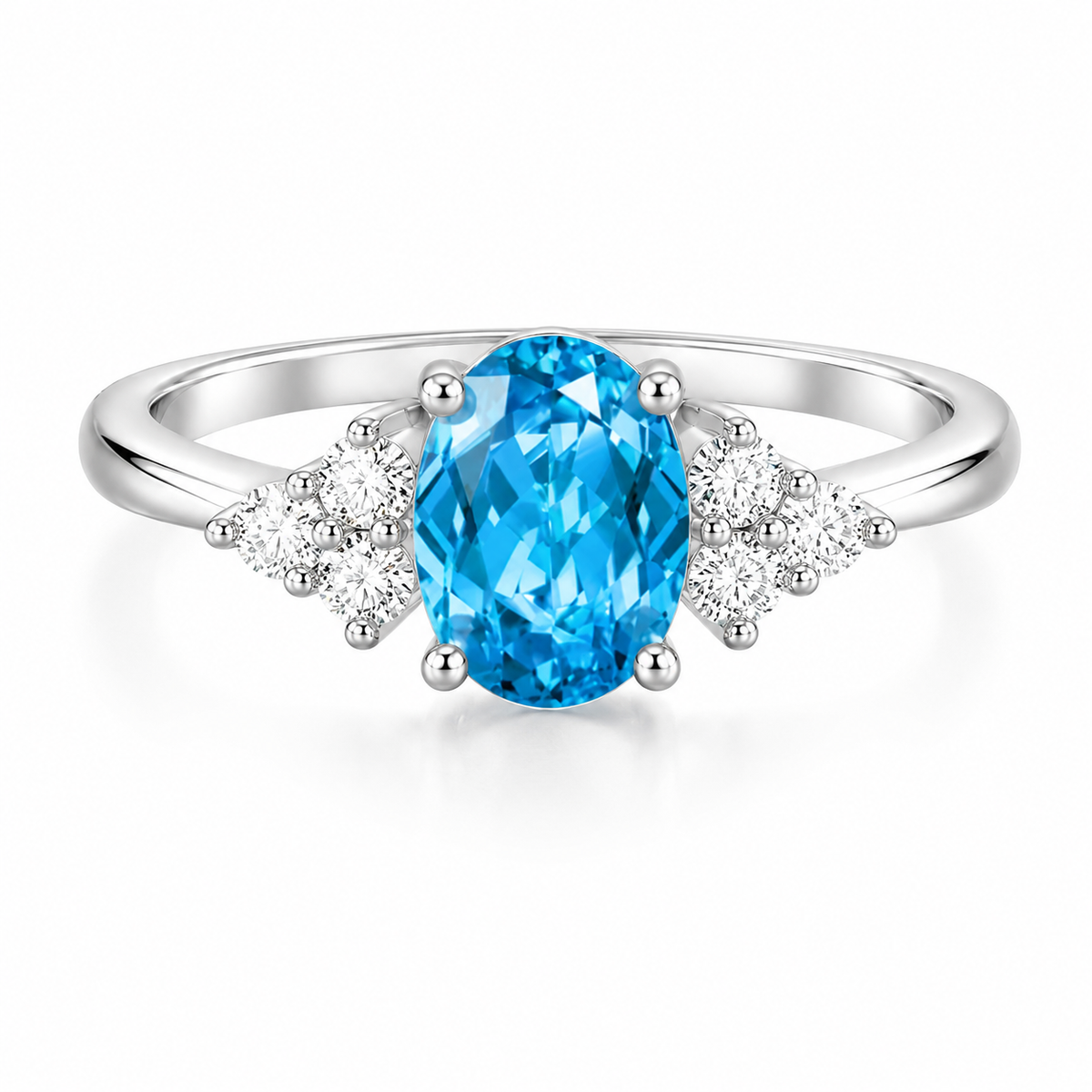 1/2CT Oval Cut Lab Topaz Engagement Ring December Birthstone Anniversary Gift for Her