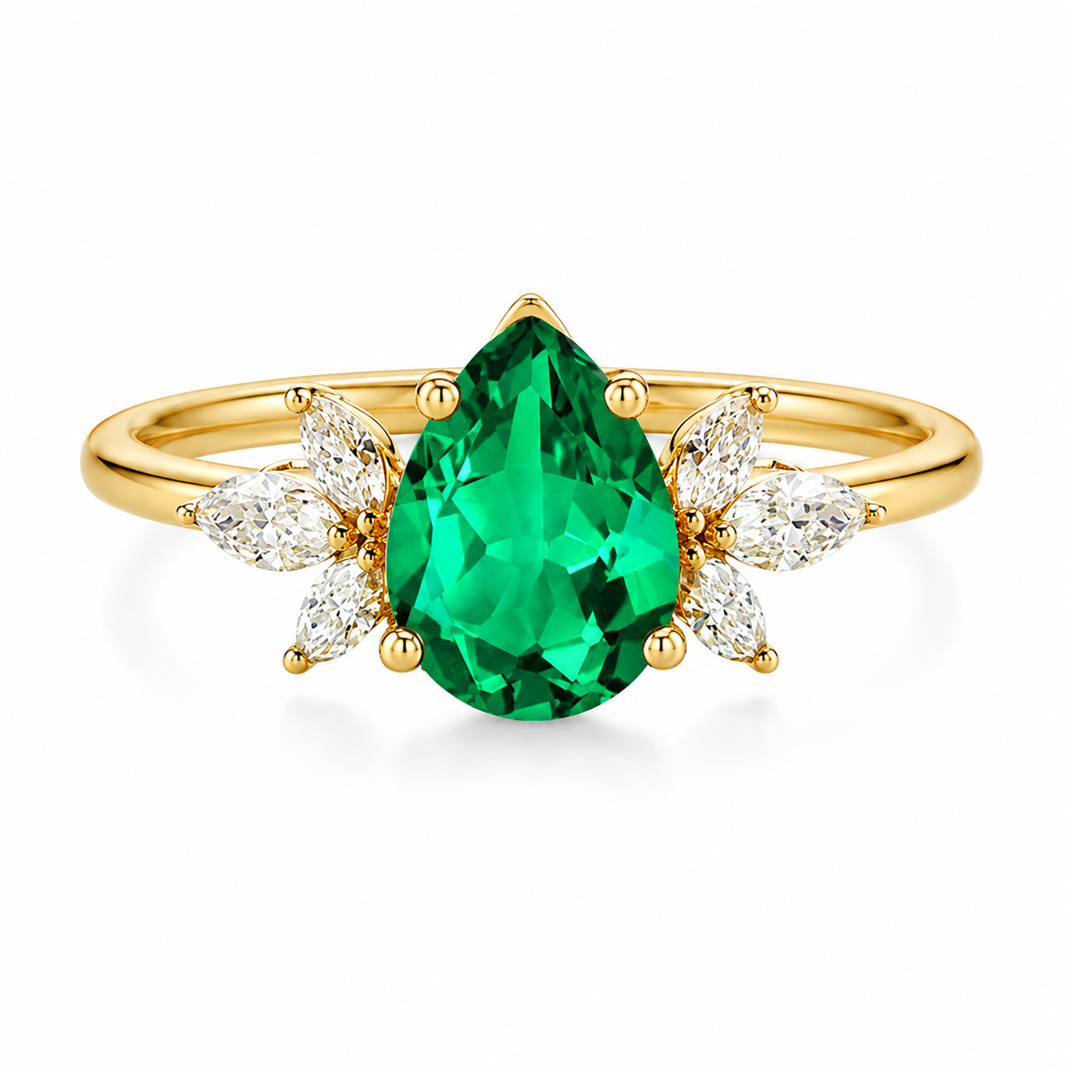 Vintage Pear Shaped Tsavorite Engagement 14K Yellow Gold Gemstone Ring