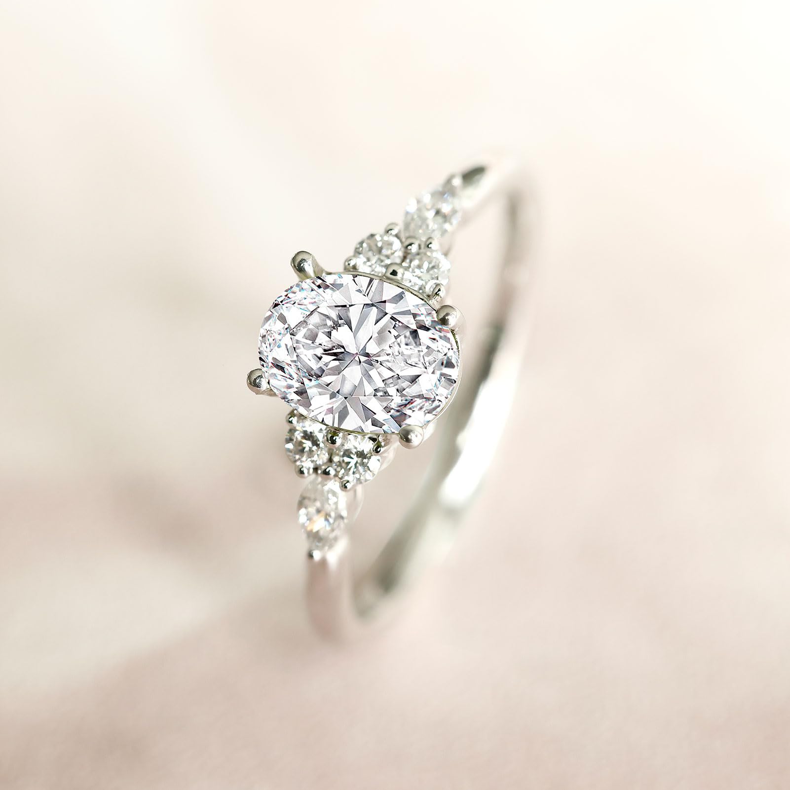 1.5CT Oval Cut Moissanite Lab Grown Diamond Unique Promise Classic Engagement Ring